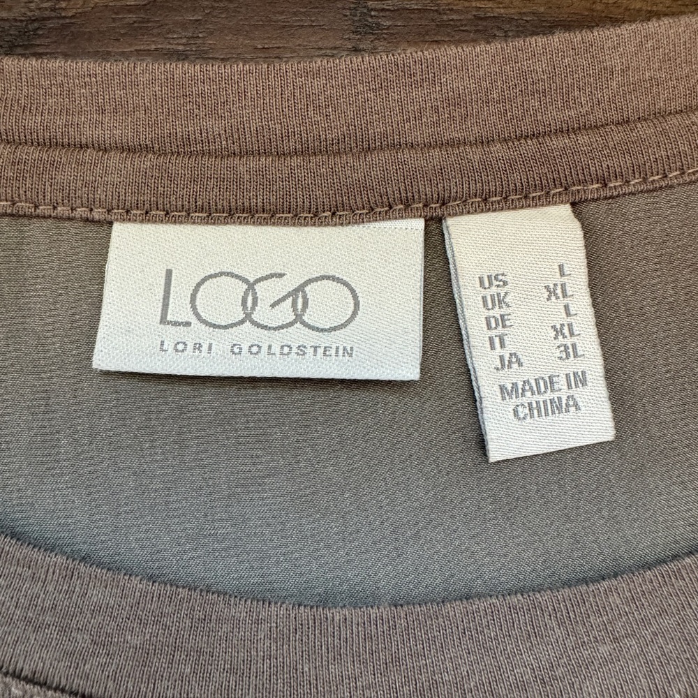 LOGO by Lori Goldstein Size L Lagenlook Tunic Top Asymmetrical Hem Artsy Teacher - Picture 3 of 9